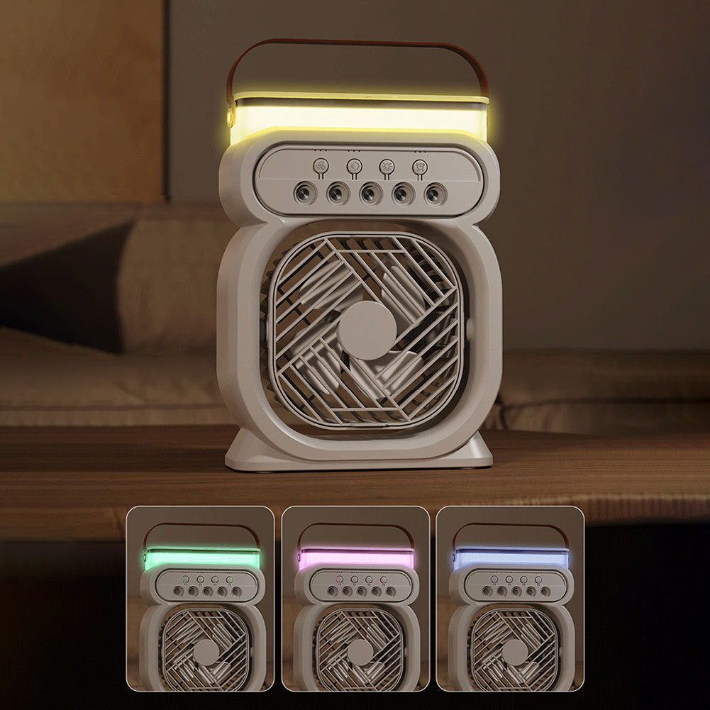 3-i-1 Portabel Luftkonditionering | Avdunstningskylare | LED-nattljus | 3 hastigheter | Luftfuktare | Fläkt för hem & kontor