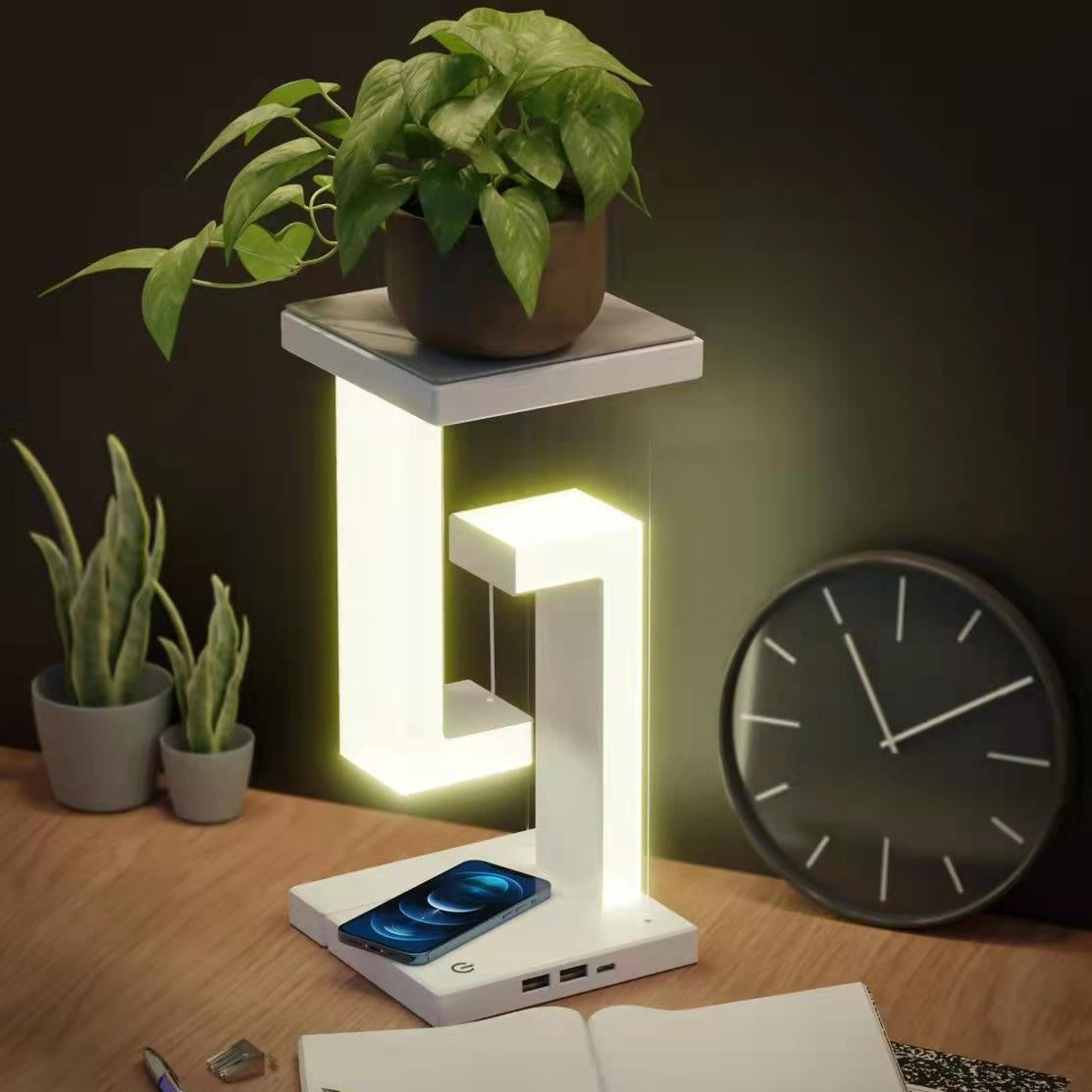 Kreativ trådlös laddare och svävande bordslamp