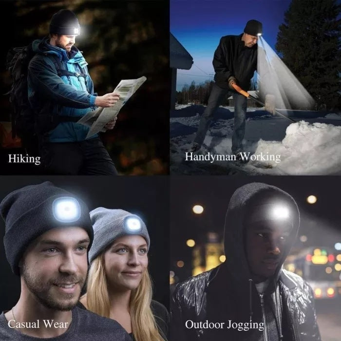 Mössa med laddningsbar LED-Lampa