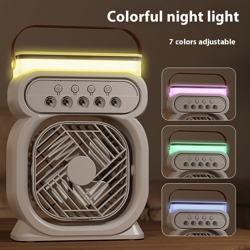 3-i-1 Portabel Luftkonditionering | Avdunstningskylare | LED-nattljus | 3 hastigheter | Luftfuktare | Fläkt för hem & kontor