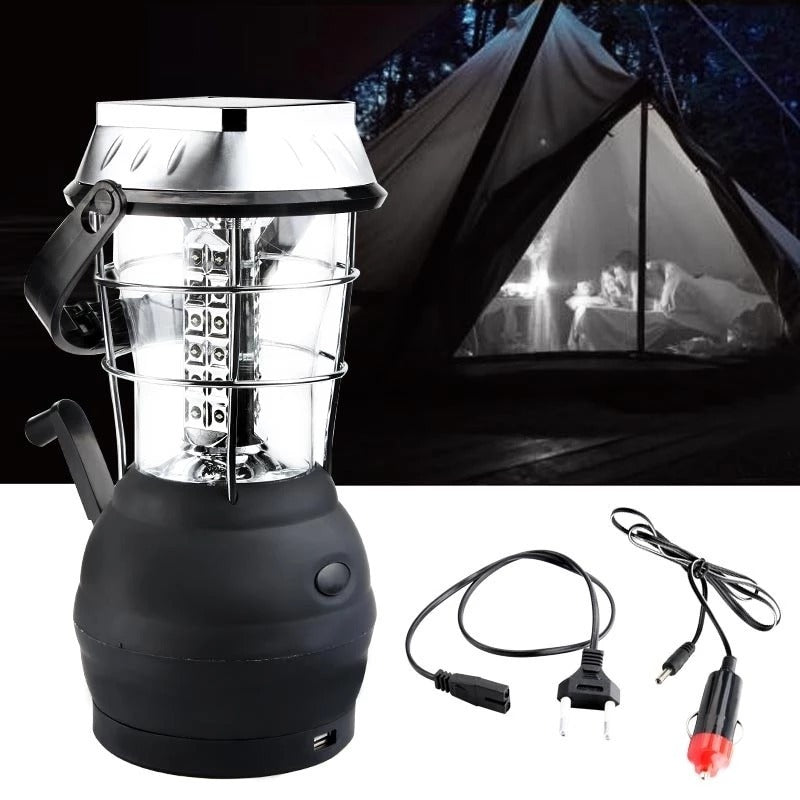Camping Light - Uppladdningsbart batteri - kan laddas med Solcell och vev
